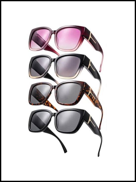 4 Pack Oversized Square Fit Over Sunglasses with UV400 Polarized Lens main image 5